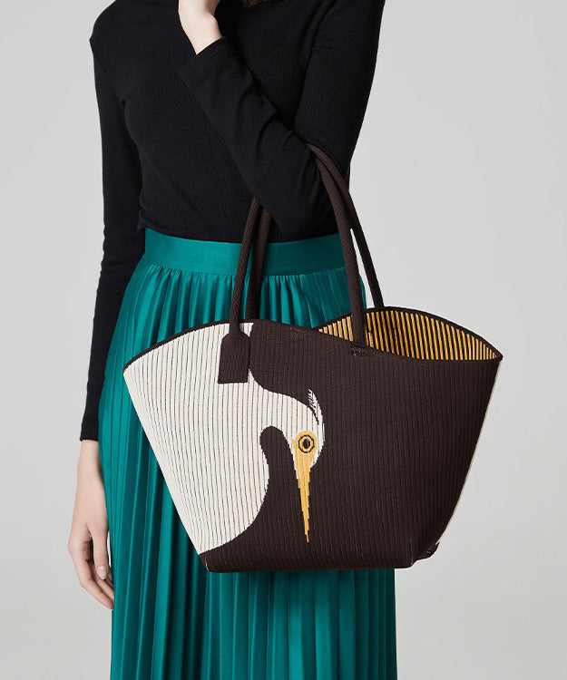 Original New Coffee Knitted Large Capacity Shoulder Bag