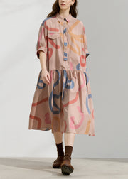 Original Peter Pan Collar Print Patchwork Cotton Dress Summer