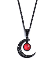 Original Purple Alloy Crystal Moon Hollow Out Pendant Necklace