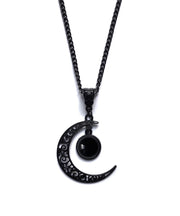 Original Purple Alloy Crystal Moon Hollow Out Pendant Necklace