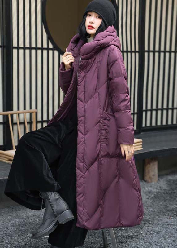 Original Red Button Pockets Duck Down Puffer Coat Winter