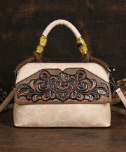 Original Retro Brown Embossed Calf Leather Tote Bag