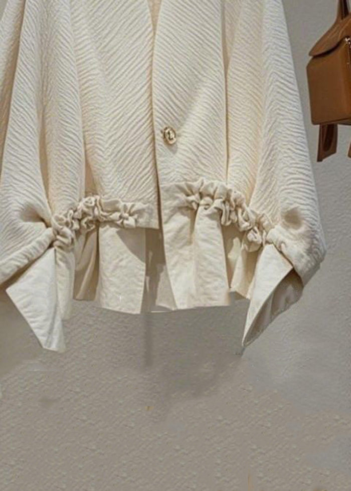 Original Ruffled Pockets Button Cotton Coat Fall