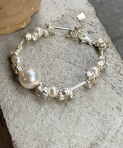 Original Silk 925 Silver Pearl Broken Silver Chain Bracelet