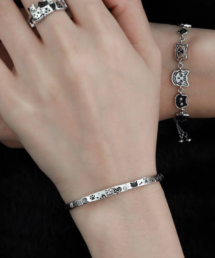 Original Silk Copper Graffiti Little Cats Charm Bracelet Two-Piece Set
