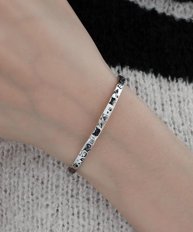 Original Silk Copper Graffiti Little Cats Charm Bracelet Two-Piece Set