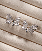 Original Silk Stainless Steel Zircon Butterfly Stud Earrings