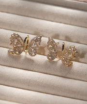 Original Silk Stainless Steel Zircon Butterfly Stud Earrings