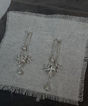 Original Silk Sterling Silver Snowflake Tassel Drop Earrings