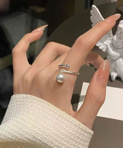 Original Silk Sterling Silver Wire Drawing Ball Tassel Open Rings