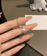 Original Silk Sterling Silver Wire Drawing Ball Tassel Open Rings