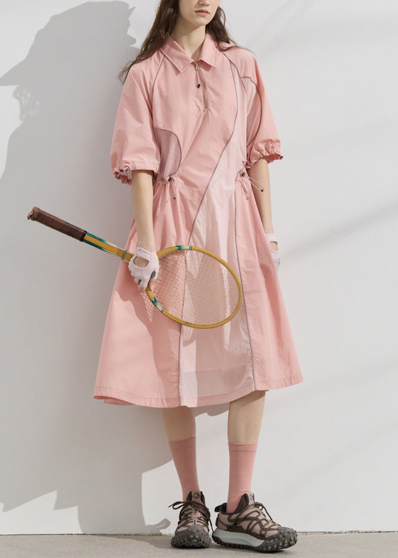 Original Summer Purple Asymmetrical Patchwork Drawstring Sports Dress