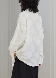 Original White Asymmetrical Chinese Button Cotton Blouses Fall