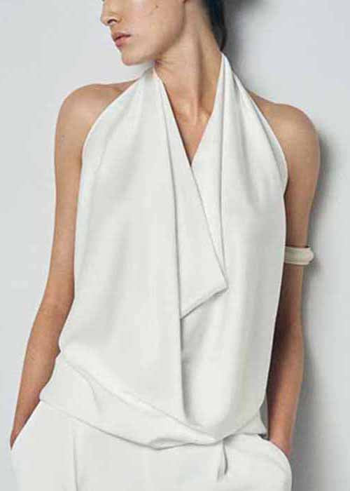 Original White Backless Solid Tops Sleeveless