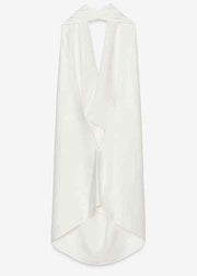 Original White Backless Solid Tops Sleeveless