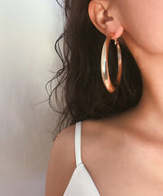 Oversize Gold Metal Alloy Oval Hoop Earrings