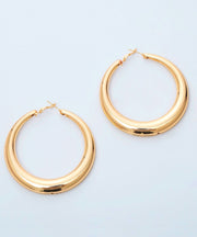 Oversize Gold Metal Alloy Oval Hoop Earrings