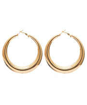 Oversize Gold Metal Alloy Oval Hoop Earrings