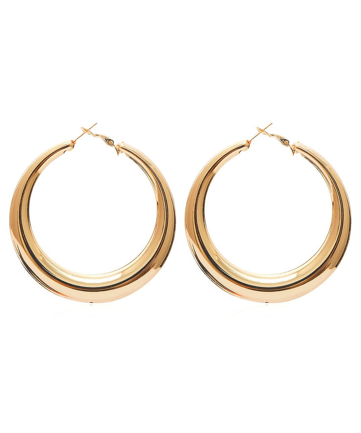 Oversize Gold Metal Alloy Oval Hoop Earrings