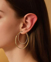 Oversize Gold Stainless Steel Overgild Double-Loop Hoop Earrings
