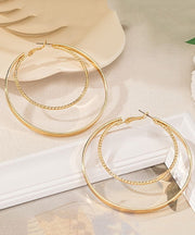 Oversize Gold Stainless Steel Overgild Double-Loop Hoop Earrings
