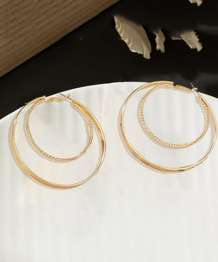 Oversize Gold Stainless Steel Overgild Double-Loop Hoop Earrings