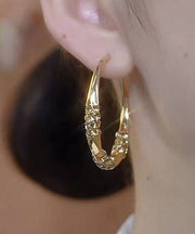 Oversize Silk Copper Alloy Zircon Hoop Earrings