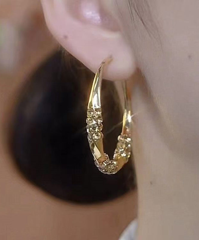 Oversize Silk Copper Alloy Zircon Hoop Earrings