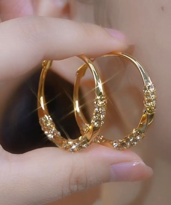 Oversize Silk Copper Alloy Zircon Hoop Earrings