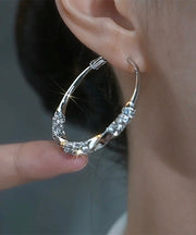 Oversize Silk Copper Alloy Zircon Hoop Earrings