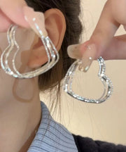 Oversize Silk Metal Love Hoop Earrings