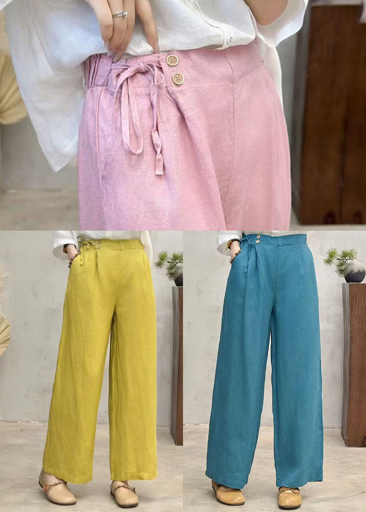 Peacock Blue Oversized Linen Wide Leg Pants Summer