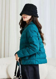 Peacock Blue Pockets Duck Down Filled Winter Down Coats Embroidered