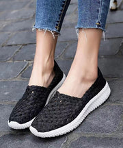 Pink Flat Shoes Knit Fabric Handmade Splicing Women soolinen shoes-20251