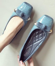 Pink Flats Faux Leather Women Splicing Bow Square Toe