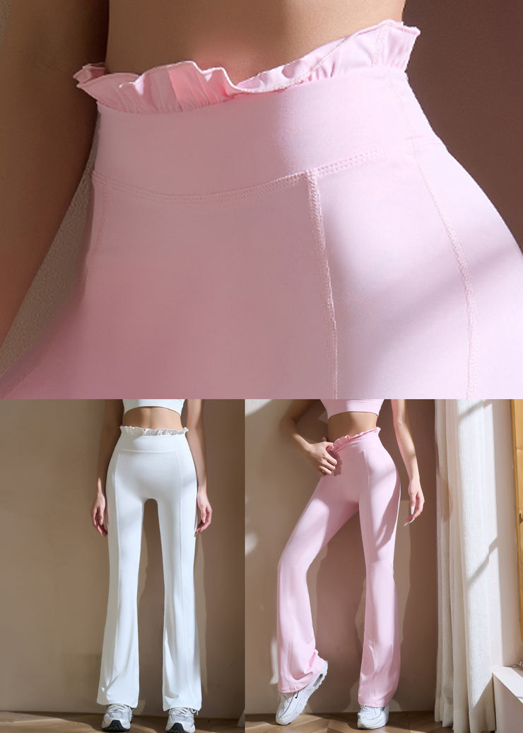 Pink High Waist Patchwork Solid Flare Leggings