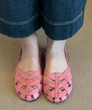 Pink Hollow Out Walking Sandals Faux Leather Soft Splicing