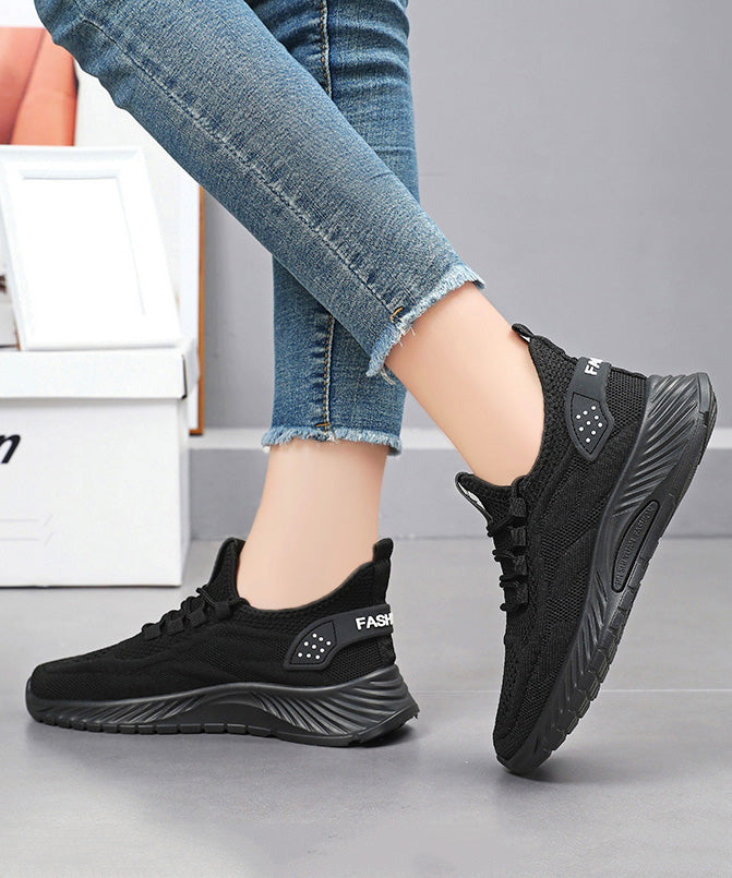 Pink Lace Up Splicing Breathable Mesh Flat Sport Shoes