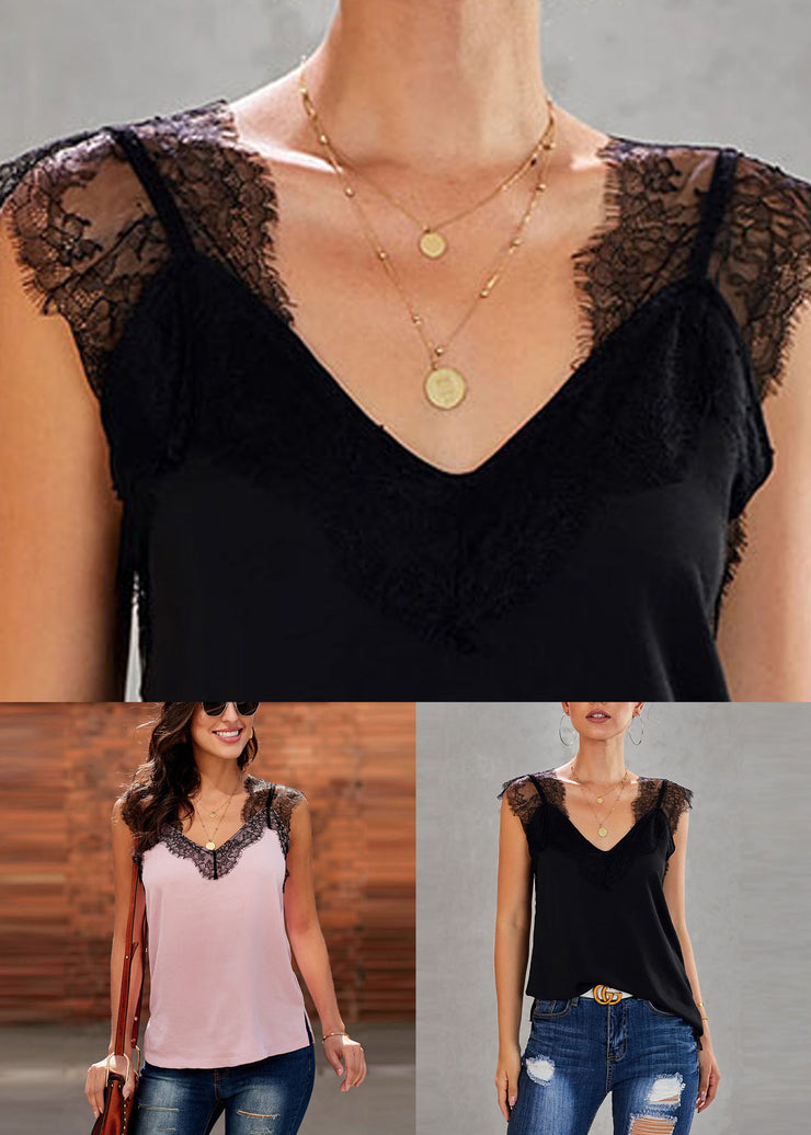 Pink O-Neck Loose T Shirts Sleeveless