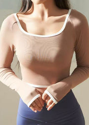 Pink Patchwork Solid Yoga Crop Top