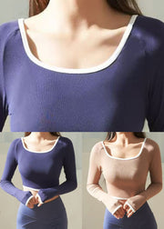 Pink Patchwork Solid Yoga Crop Top