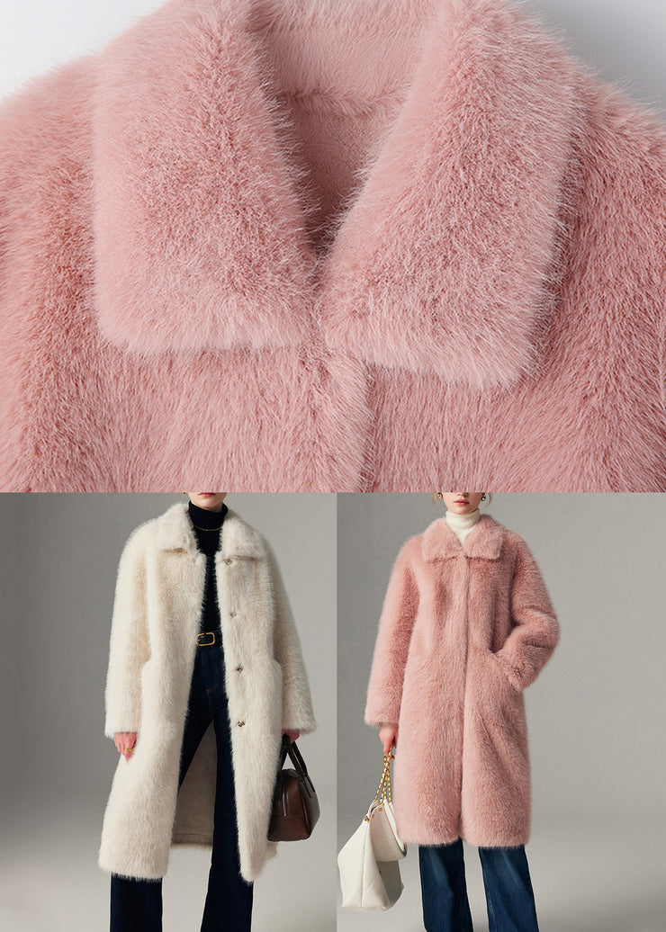 Pink Pockets Button Warm Mink Velvet Long Coats Coats Winter