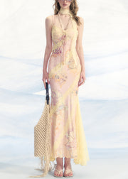 Pink Print Lace Patchwork Spaghetti Strap Dress V Neck Summer