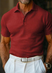 Plaid White Peter Pan Collar Solid Cotton Men Polo Shirts Summer