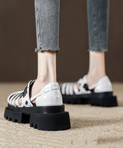 Platform Black Leopard Roman Sandals 2025 New Hollow Out Design