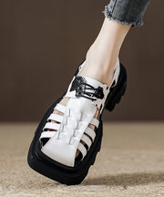 Platform Black Leopard Roman Sandals 2025 New Hollow Out Design