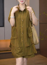 Plus Size Asymmetrical Striped Women Sets 2 Pieces Summer