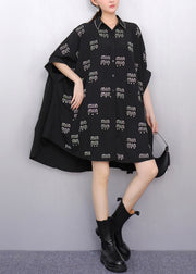 Plus Size Black Oversized Letter Zircon Long Tops Summer