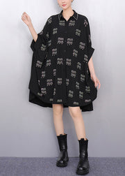 Plus Size Black Oversized Letter Zircon Long Tops Summer