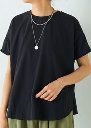 Plus Size Black Oversized Patchwork Cotton Tanks Summer